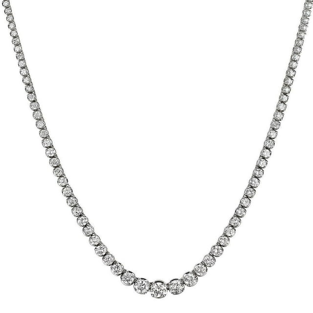 Round Cut Diamond Riviera Tennis Necklace in 14K Gold