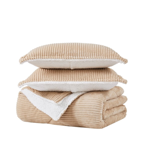 London Fog Plush Large Corduroy Comforter Set, Assorted Sizes