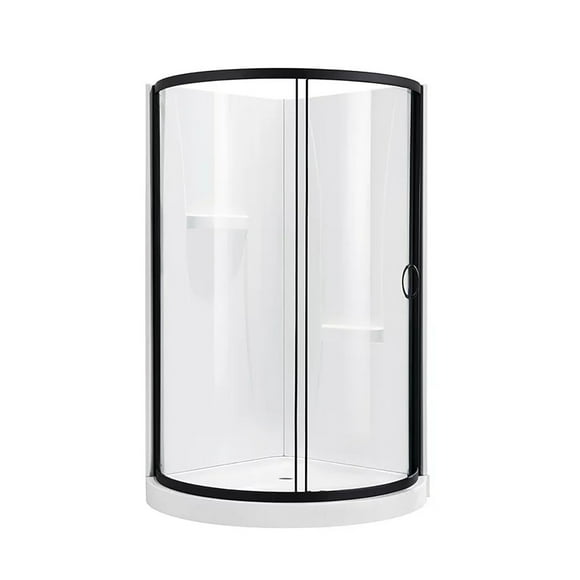 Breeze 38” x 38” x 77” Corner Shower Kit with Clear Glass, Walls, Base and Hardware