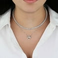 thumbnail image 7 of Round Cut Lab Created White Sapphire & Diamond Heart Dancing Pendant Necklace in 14K Gold & Sterling Silver, 7 of 7