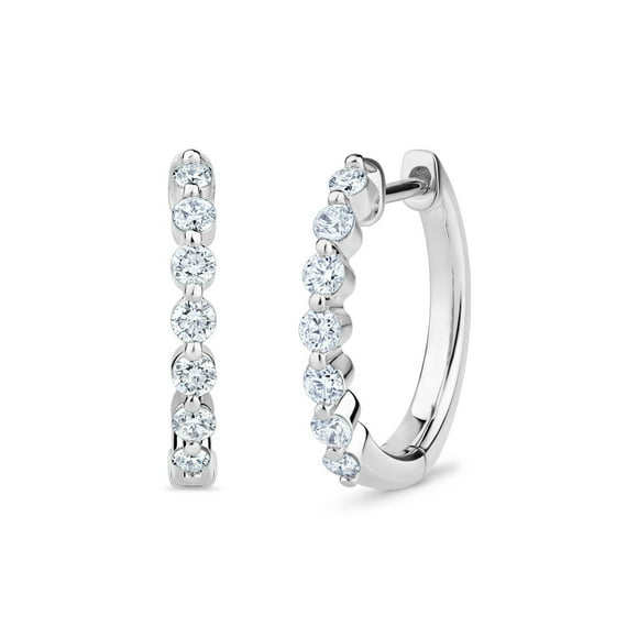 0.30 CT. T.W. Round Cut Diamond Hoop Earrings in 14K Gold