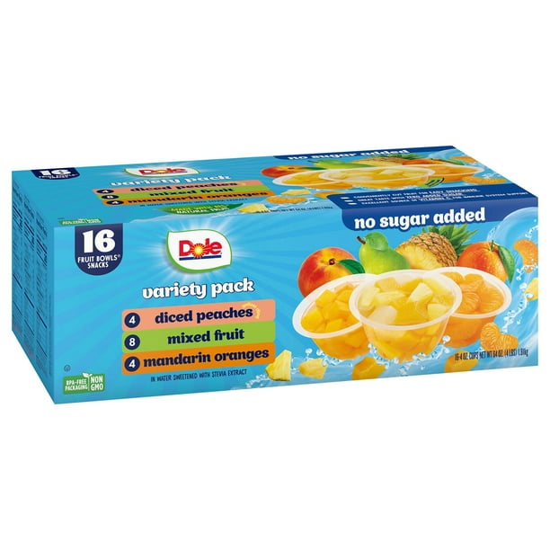 Dole No Sugar Added Mixed Fruit Variety Pack, 4 oz., 16 pk