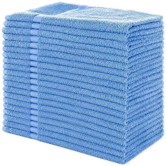 Simpli-Magic Commercial Cotton Hand Towels Wash Cleaning Cloths , Blue, 16” x 27”, 24 Pack or 144 Pack