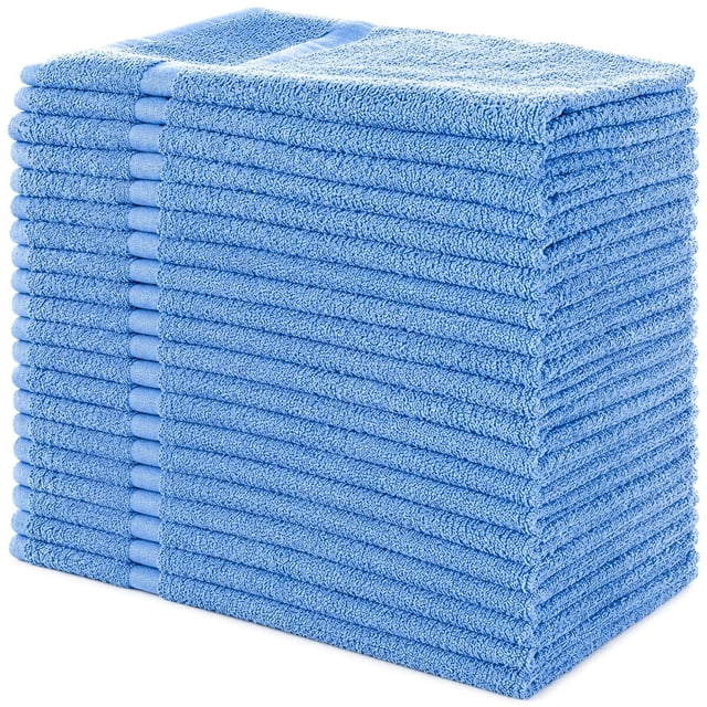 Simpli-Magic Commercial Cotton Hand Towels Wash Cleaning Cloths , Blue, 16” x 27”, 24 Pack or 144 Pack