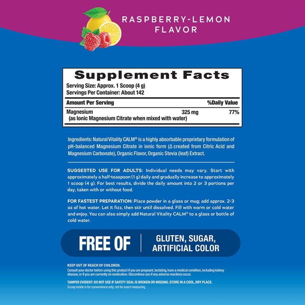 Natural Vitality CALM® Raspberry-Lemon Drink Mix, 20 oz