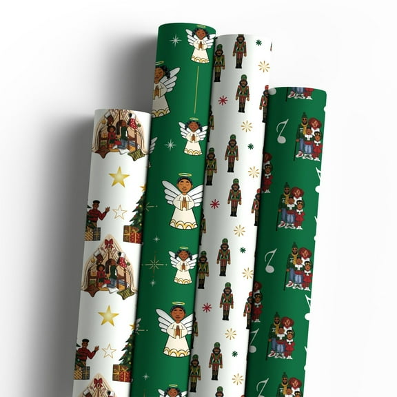 Mah Melanin Harmony and Cheer Premium Wrapping Paper, 4 pk.