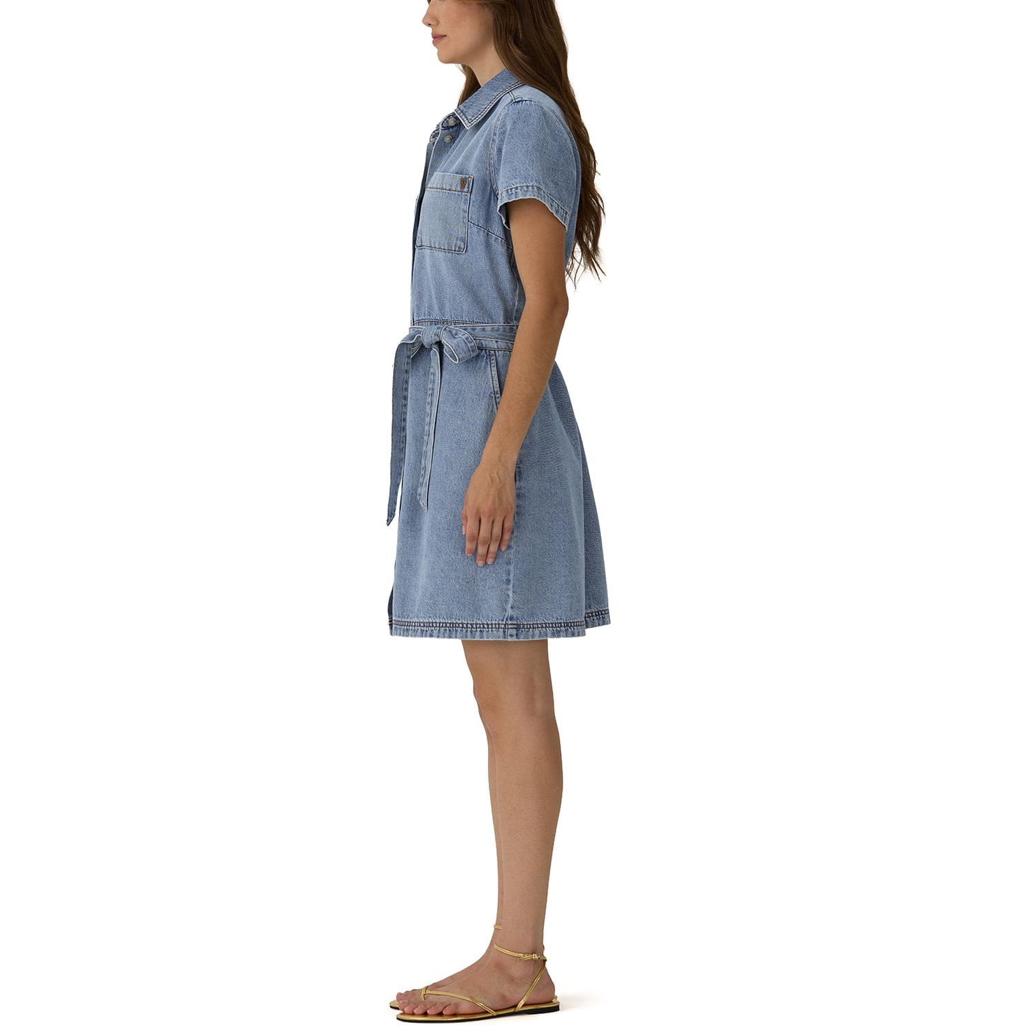 sam's club denim dress Frye Women's Long Sleeve Denim Mini Dress