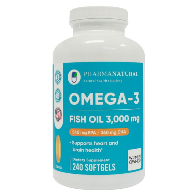 Pharma Natural, Omega 3 Fish Oil 3,000 mg, Softgels, 240 ct.