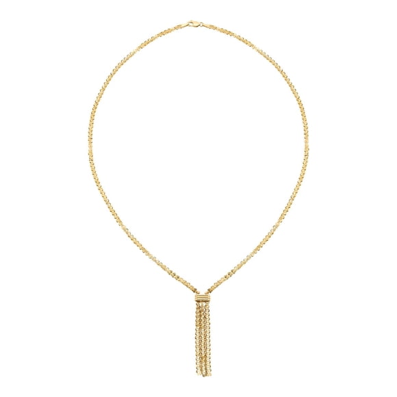 Solid Tassel Lariat Necklace in 14K Yellow Gold