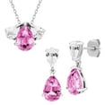 thumbnail image 1 of Pear Cut Lab Gemstone Earring and Necklace Set in Sterling Silver, 1 of 7