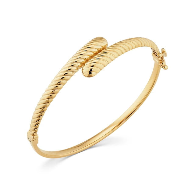 Twist Bypass Bangle Bracelet in 14K Gold