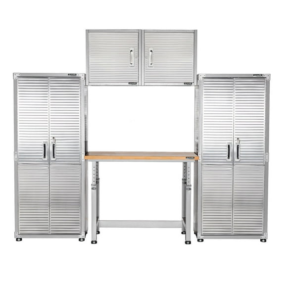Seville Classics UltraHD 5-Piece Storage Cabinet System with Height Adjustable Workbench, 9' Wide