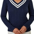 thumbnail image 4 of Lands' End Women's V-Neck Cable Sweater, 4 of 5