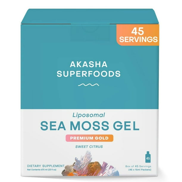 Akasha Superfoods, Liposomal Sea Moss Gel Single Serve Packets, 45