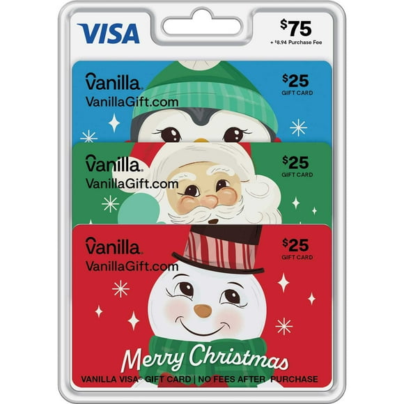 Vanilla Visa Holiday MP $75 (3x$25) gift cards