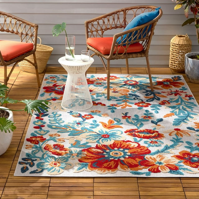 Town & Country Everyday Hibiscus Bloom Modern Floral Outdoor Rug
