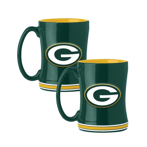 Logo Brands Green Bay Packers 14oz Relief Mug Set