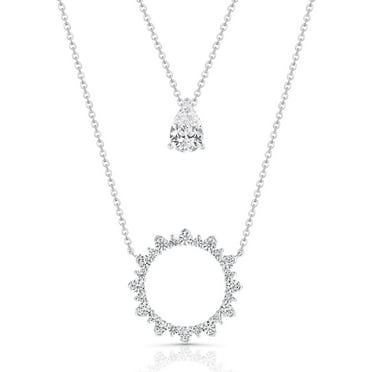 Set of Lab Created White Sapphire Pendants in Sterling Silver