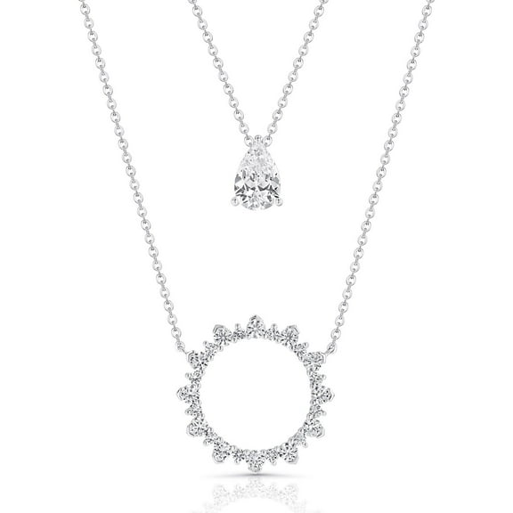 Set of Lab Created White Sapphire Pendants in Sterling Silver