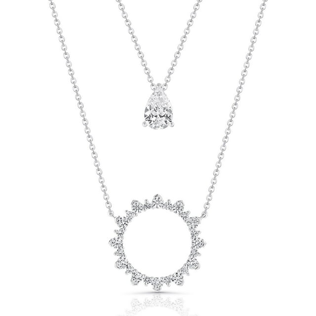 Set of Lab Created White Sapphire Pendants in Sterling Silver