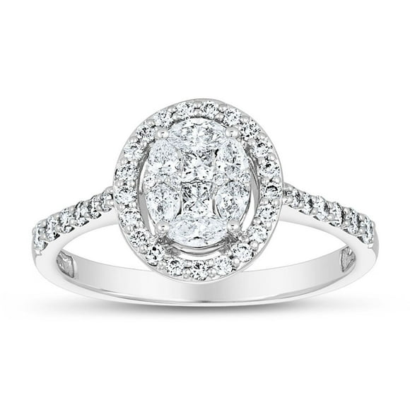 0.75 CT. T.W. Oval Shaped Diamond Halo Ring in 14K Gold