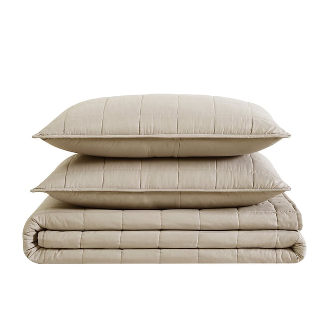 London Fog Garment Wash Solid Quilt Set, Assorted Sizes
