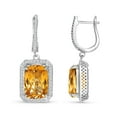 thumbnail image 3 of Cushion Cut Gemstone Halo Dangle Earrings in Sterling Silver, 3 of 5