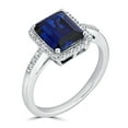 thumbnail image 2 of Emerald Cut Gemstone & 0.14 CT. T.W. Halo Diamond Ring in Sterling Silver, 2 of 5