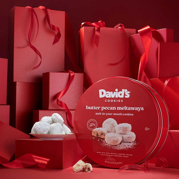 David's Cookies 32 oz. Gourmet Butter Pecan Meltaways in Round Tin
