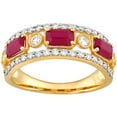 thumbnail image 1 of Emerald Cut Gemstone & 0.50 CT.T.W. Diamond Accent Band in 14K Gold, 1 of 4