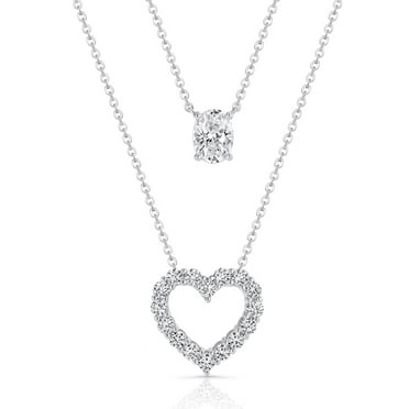 Set of Lab Created White Sapphire Pendants in Sterling Silver