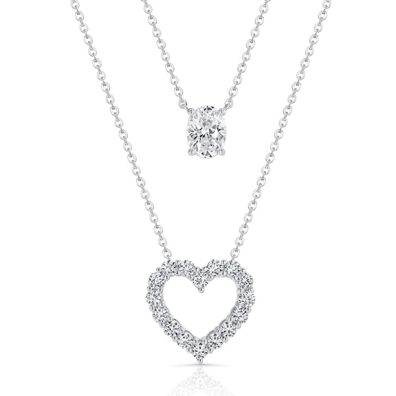 Set of Lab Created White Sapphire Pendants in Sterling Silver