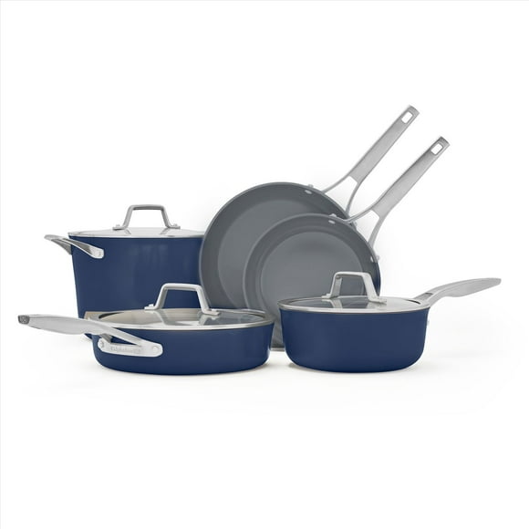 Calphalon Premier 8-Piece Ceramic Nonstick Cookware Set, Midnight Blue