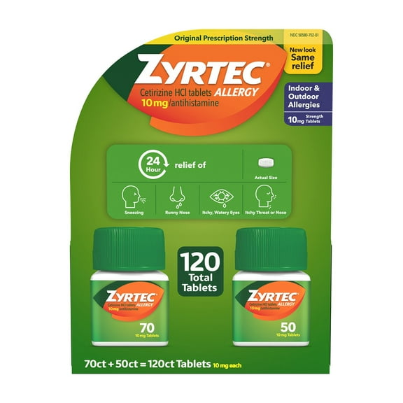 Zyrtec Antihistamine Allergy Tablets, 10 mg. 120 ct.