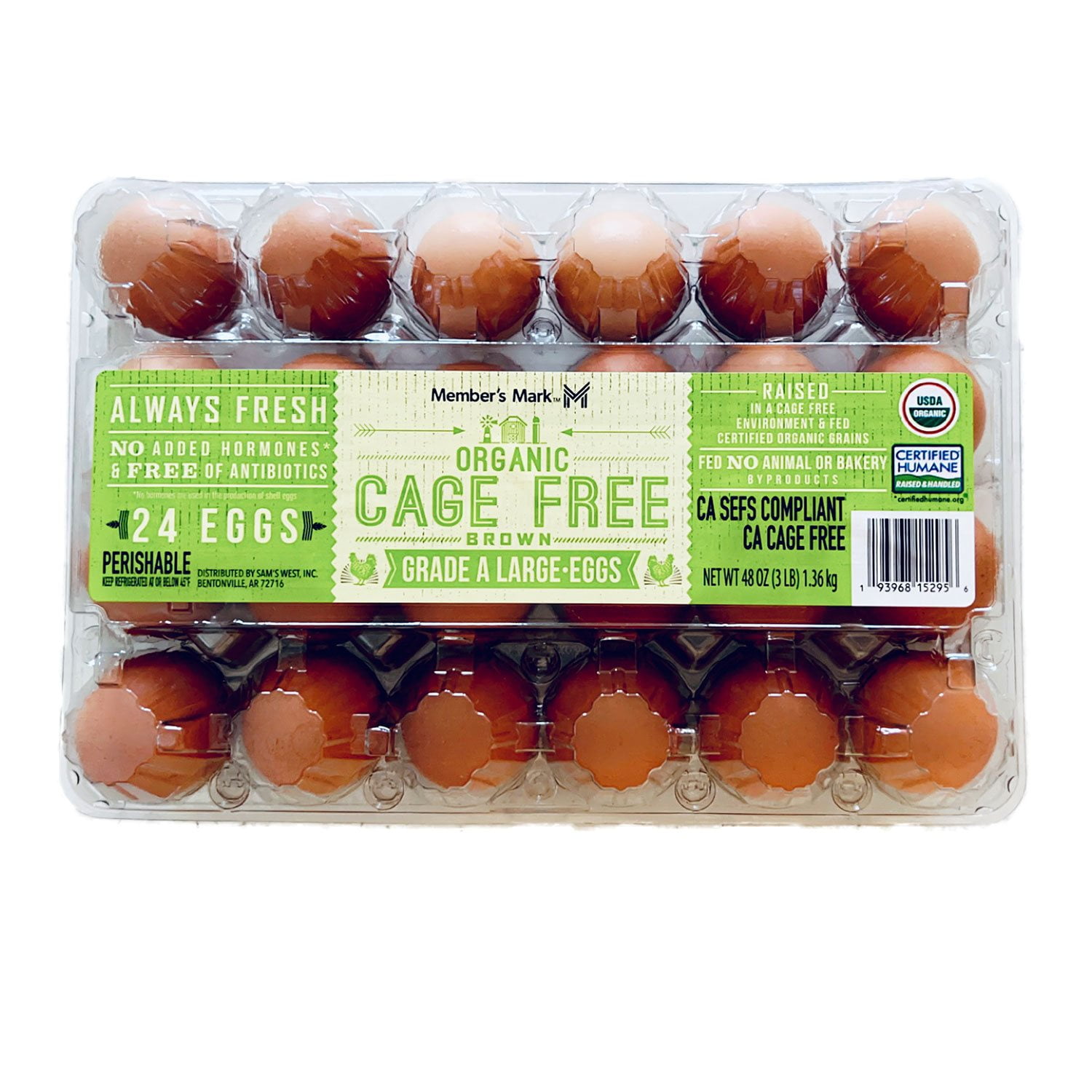 Member's Mark Organic Cage Free Grade A Large Brown Eggs, 2 dozen