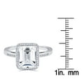 thumbnail image 4 of Emerald Cut Gemstone & 0.14 CT. T.W. Halo Diamond Ring in Sterling Silver, 4 of 4