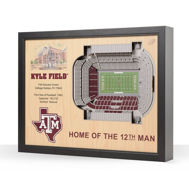 YouTheFan Texas A&M Aggies 25-Layer Football Stadium View 3D Wall Art