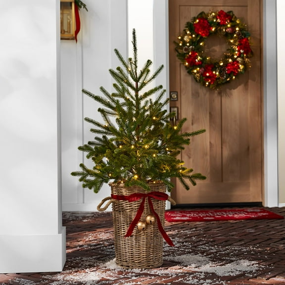 Member's Mark 48" Pre-Lit Topiary in Woven Basket