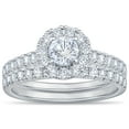 thumbnail image 1 of 1.30 CT. T.W. Round Cut Halo Diamond Ring & Band Set in 14K Gold, 1 of 5