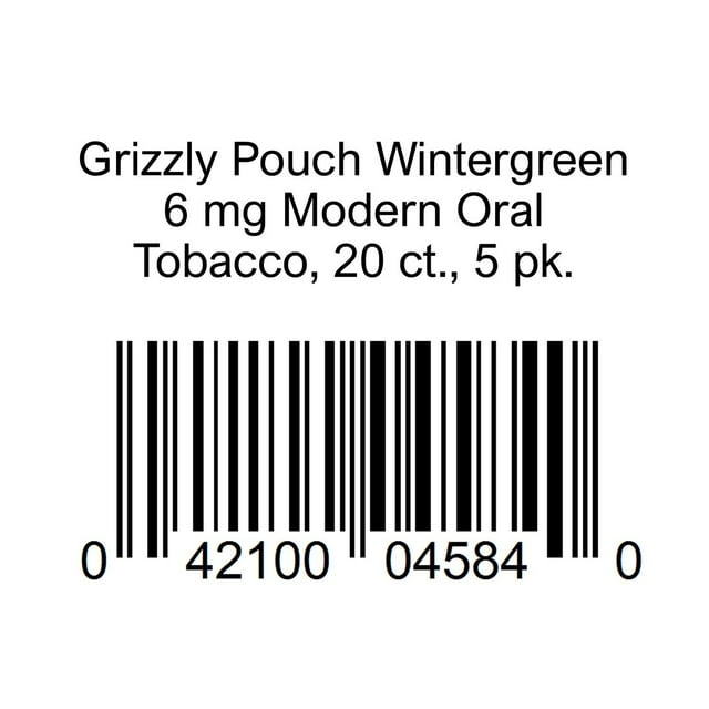 Grizzly 6 mg Wintergreen Moist Tobacco Pouches, 0.38 oz., 5 pk.