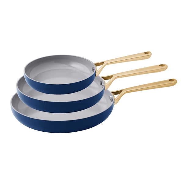 新品未使用 Union Plaza Pan Set Friars Club Member's Mark 3-Piece Modern Ceramic Fry Pan Set, Assorted Colors