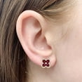 thumbnail image 2 of Oval Cut Gemstone & 0.35 CT.T.W. Diamond Clover Stud Earrings in 14K Gold, 2 of 3