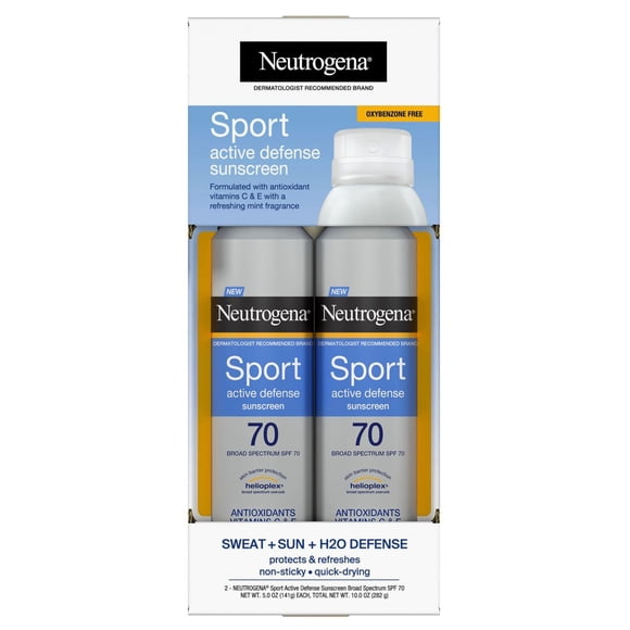 Neutrogena Sport Spray Sunscreen, SPF 70, Sweat/Water Resistant, 5 fl. oz., 2 pack