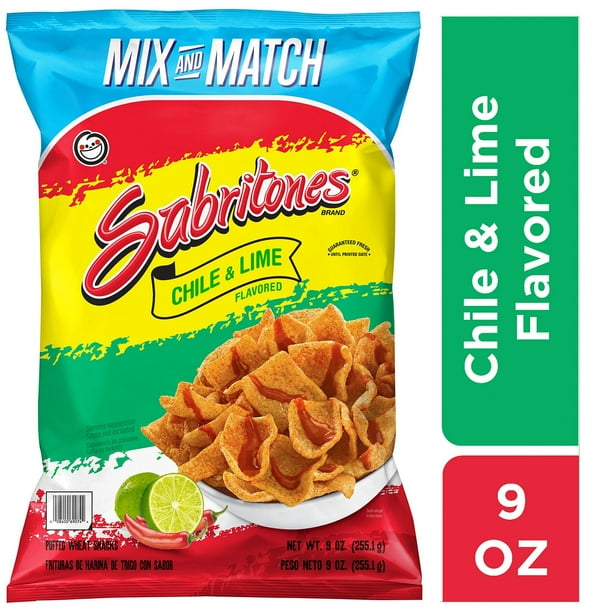 Saborian And The Los 『 Something's ～ 』 Sabritones Chile & Lime Flavored Puffed Wheat Snacks, 9 oz