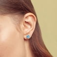 thumbnail image 4 of Round Cut Gemstone & 0.13 CT. T.W. Halo Diamond Stud Earrings in 14K Gold, 4 of 5
