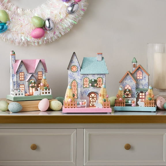 Member's Mark Pre-Lit Paper Houses, Set of 3