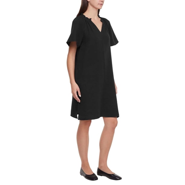 GAP GAUZE POPOVER DRESS - Black M:- Black, M