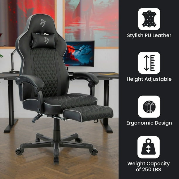 Arozzi Mugello Special Edition Gaming Chair with Footrest, Dark