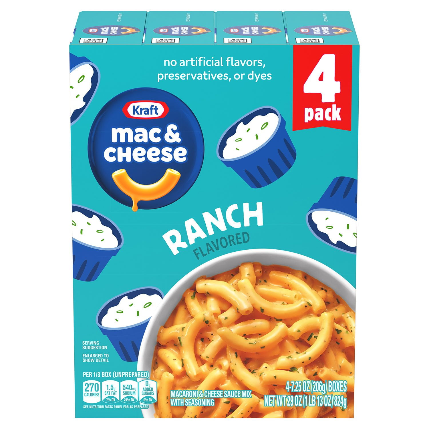 macaroni様 Kraft Ranch Flavored Macaroni & Cheese Dinner, 7.25 oz., 4 pk