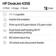 thumbnail image 2 of HP DeskJet 4358 Wireless All-in-One Inkjet Printer, 6 Months Free Instant Ink, 2 of 13